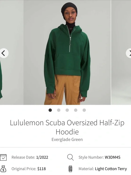 Lululemon Scuba Oversized Half-Zip Hoodie - Everglade Green - Picture 5 of 5